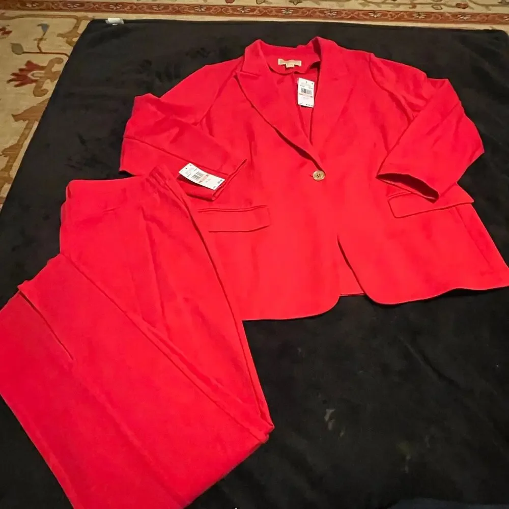 Michael Kors Knit One-Button Blazer & Matching Split-Hem Legging Pants Suit Set